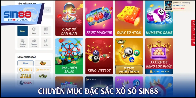 Chuyên mục đặc sắc xổ số SIN88