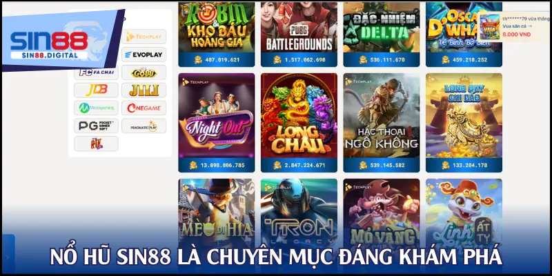 Nổ hũ SIN88 là chuyên mục đáng khám phá